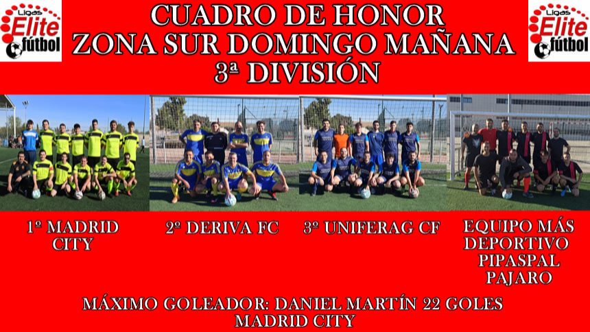 CUADRO DE HONOR. ZONA SUR DOMINGO MAÑANA 3ª DIVISIÓN